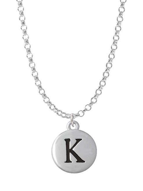 Capital Letter - K - Pebble Disc - Charm Necklace