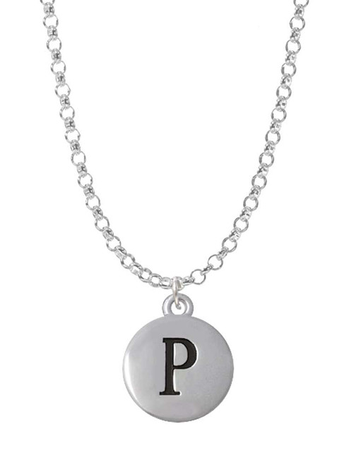 Capital Letter - P - Pebble Disc - Charm Necklace