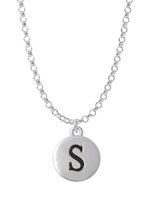 Capital Letter - S - Pebble Disc - Charm Necklace
