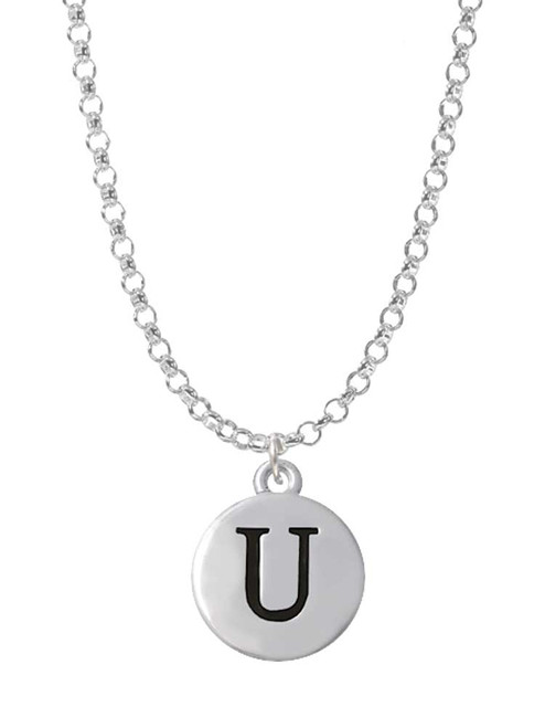 Capital Letter - U - Pebble Disc - Charm Necklace