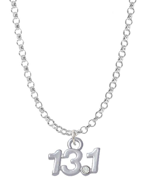 Half Marathon - 13.1 with Clear Crystal Charm Necklace