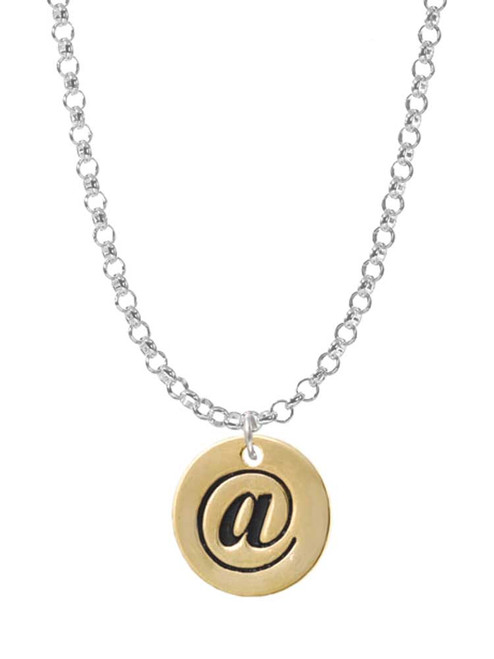 Gold Tone Disc 1/2'' - Symbol - At Sign - @ - Charm Necklace