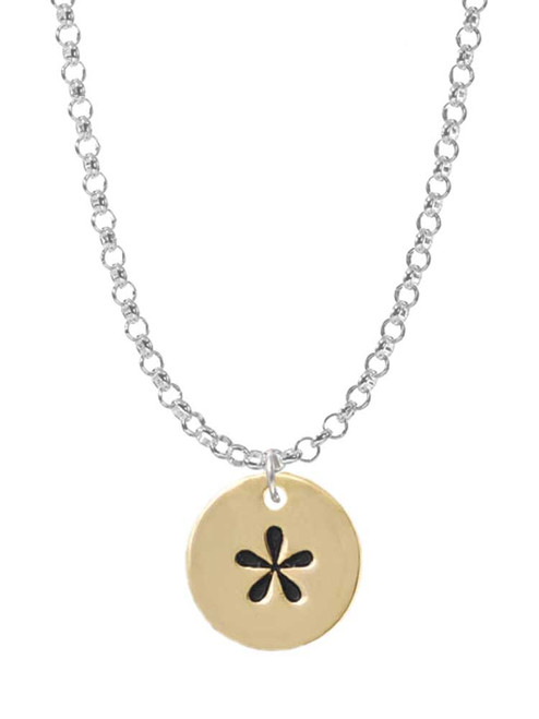 Gold Tone Disc 1/2'' - Symbol - Asterisk - * - Charm Necklace