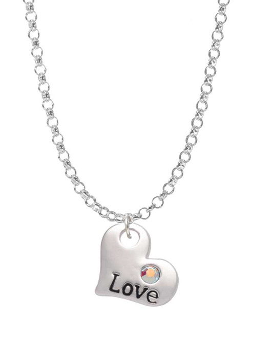 Love Heart with AB Crystal Charm Necklace