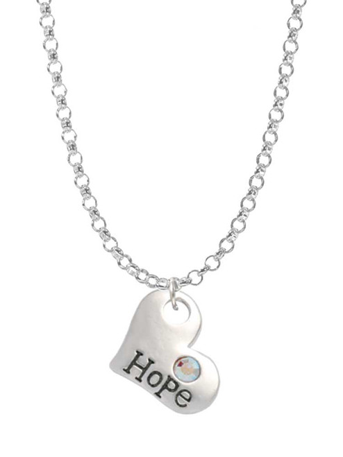 Hope Heart with AB Crystal Charm Necklace