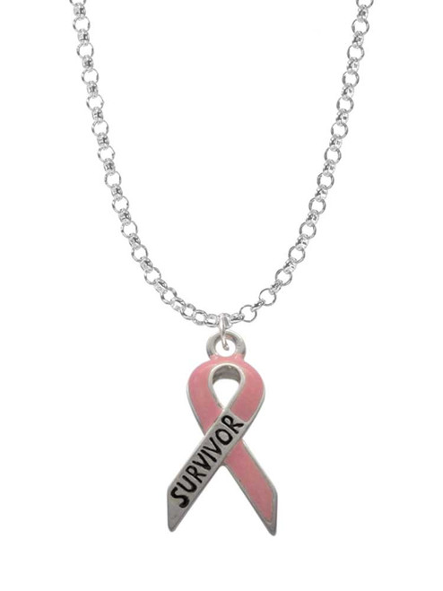Pink Ribbon ''Survivor'' Charm Necklace