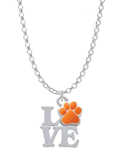 Love with Orange Paw Charm Necklace