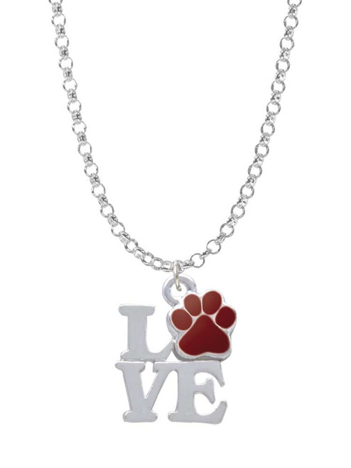 Love with Maroon Paw Charm Necklace
