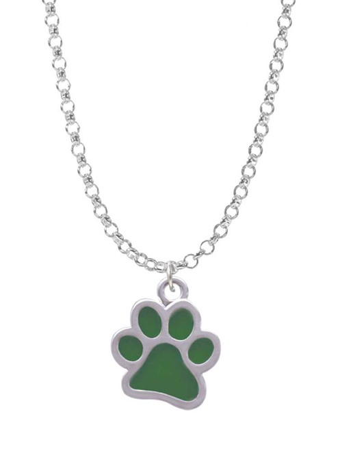 Medium Translucent Green Paw Charm Necklace