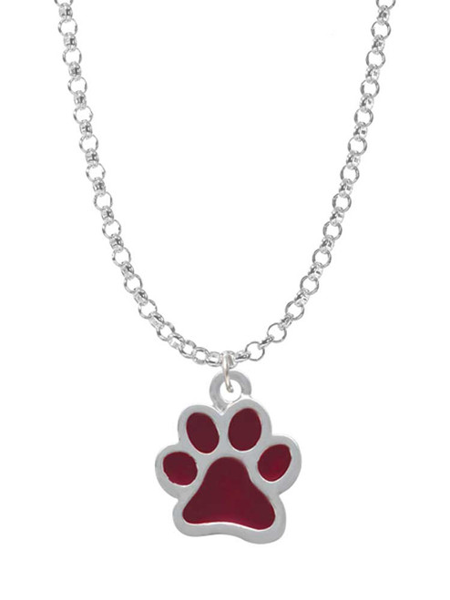 Medium Translucent Maroon Paw Charm Necklace