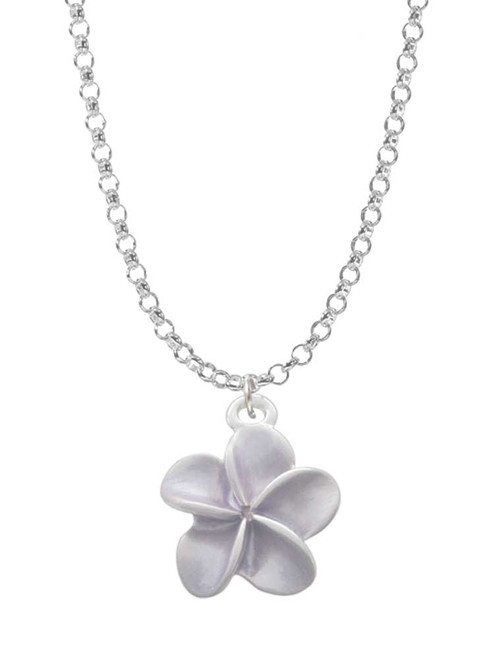 Purple Plumeria Flower Charm Necklace