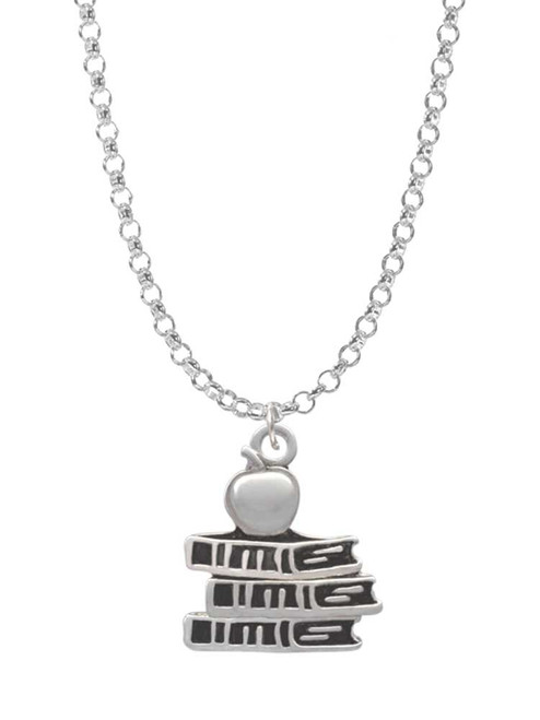 Antiqued School Books with an Apple Charm Necklace