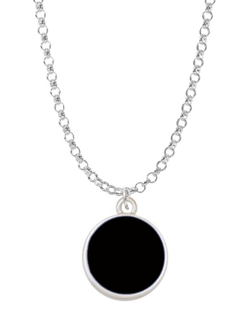 Small Black Enamel Disc Charm Necklace