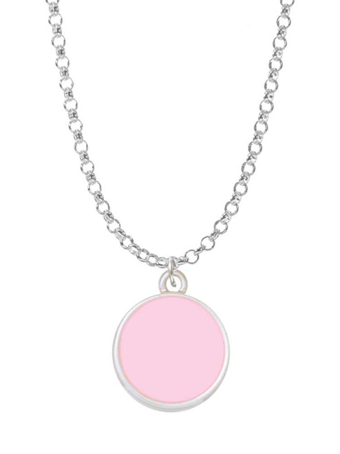Small Pink Enamel Disc Charm Necklace