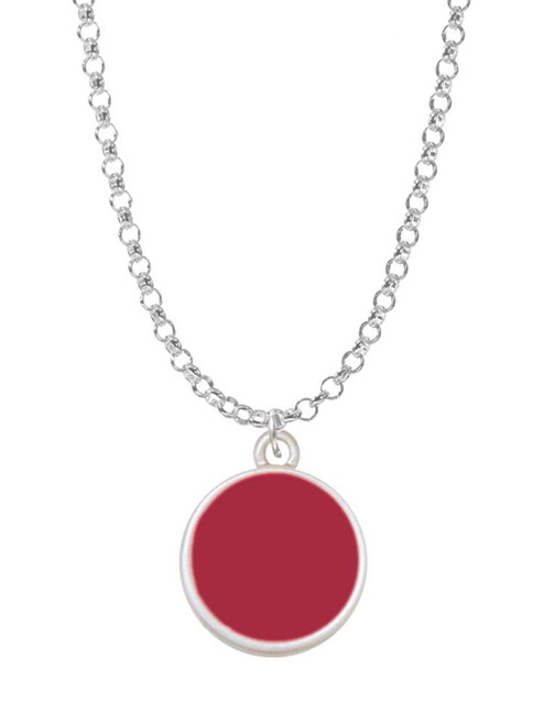 Small Maroon Enamel Disc Charm Necklace