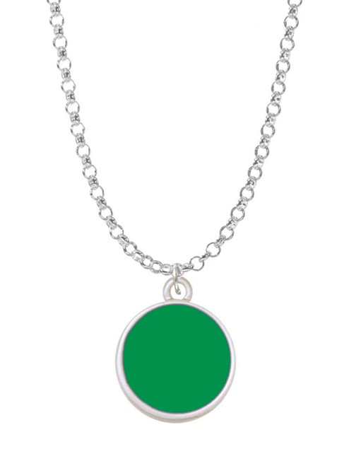 Small Green Enamel Disc Charm Necklace