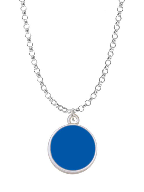 Small Royal Blue Enamel Disc Charm Necklace