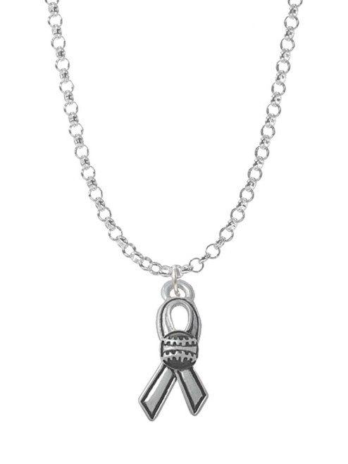 Ribbon with Softball Charm Necklace