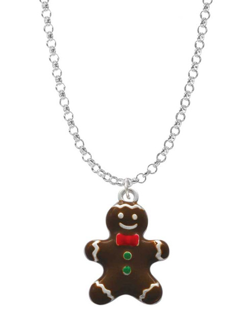 Enamel Gingerbread Boy Charm Necklace
