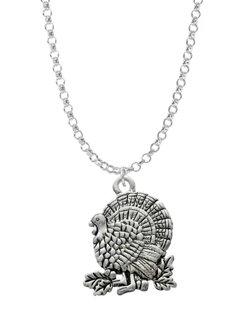 Antiqued Turkey Charm Necklace