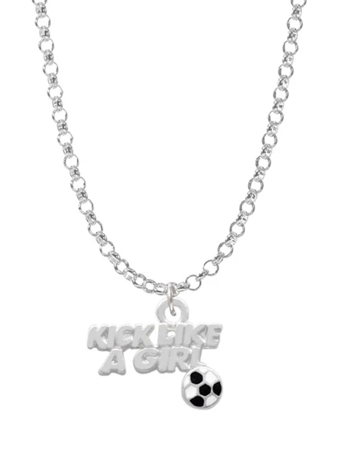 Kick Like a Girl with Enamel Soccer Ball Charm Necklace