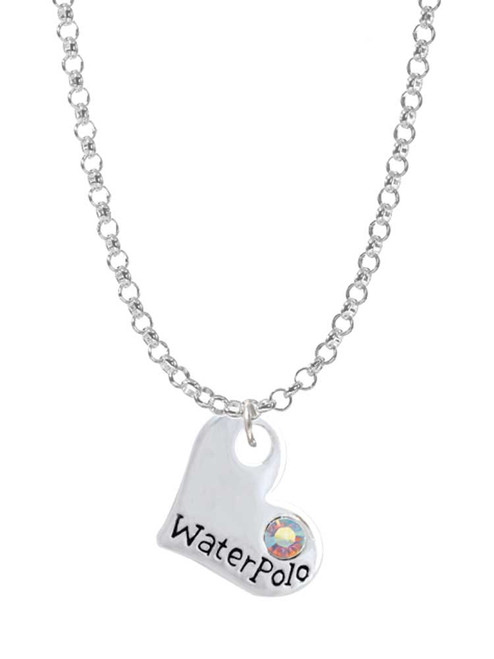 Heart with ''Water Polo'' and AB Crystal Charm Necklace
