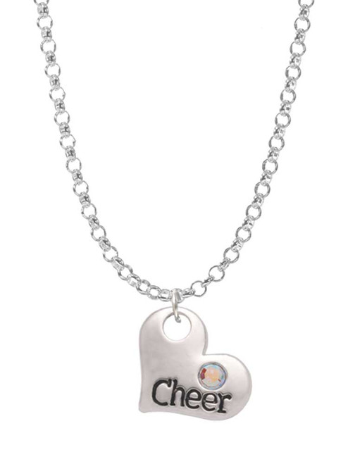 Cheer Heart with AB Crystal Charm Necklace
