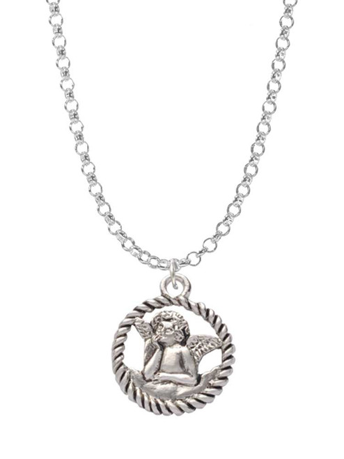 Raphael Angel in Rope Wreath Charm Necklace