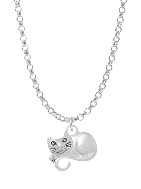 Curled Up Cat Charm Necklace