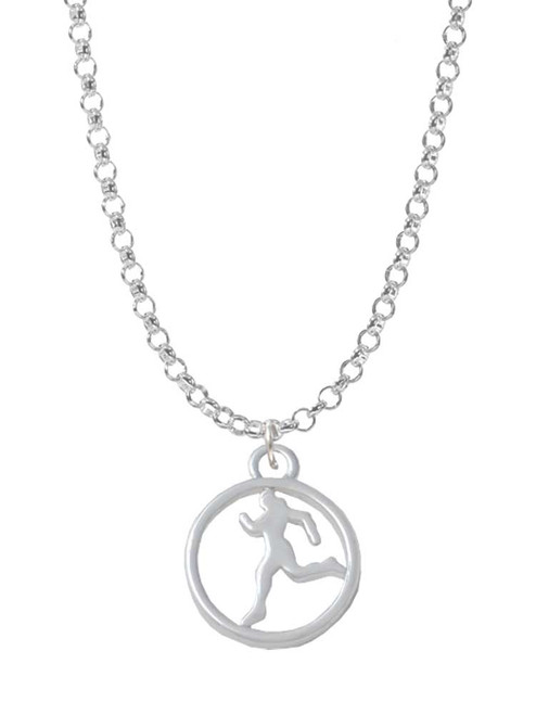 Runner Silhouette in 1/2'' Disc Charm Necklace