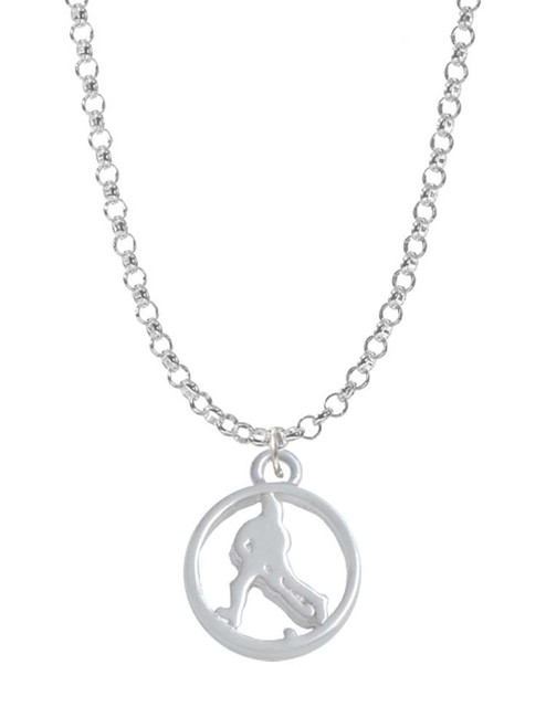 Field Hockey Player Silhouette in 1/2'' Disc Charm Necklace