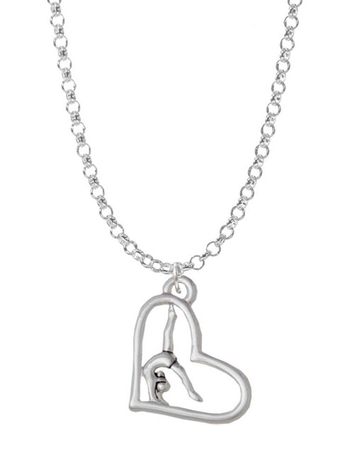 Gymnast in Heart Charm Necklace