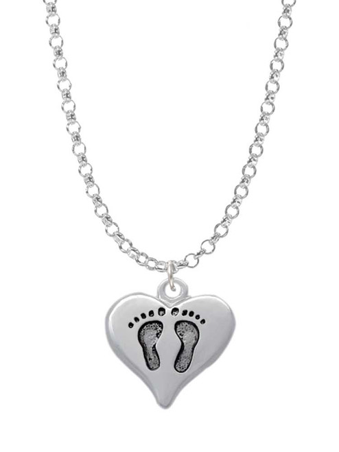 Heart with Baby Feet Charm Necklace