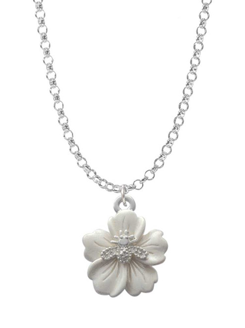 Bee on White Flower Charm Necklace