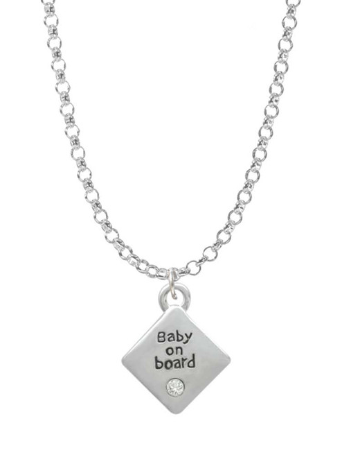 2-D ''Baby on Board'' Sign with Foot Print Charm Necklace