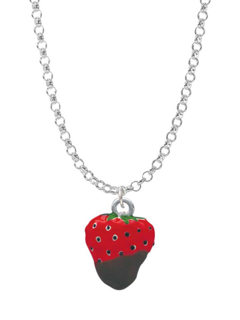 3-D Chocolate Dipped Strawberry Charm Necklace