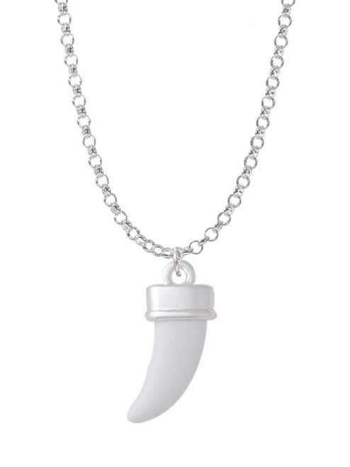 White Sabre Tooth Charm Necklace