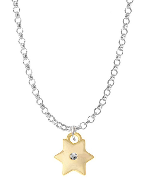 Gold Tone Hexagram Star Charm Necklace
