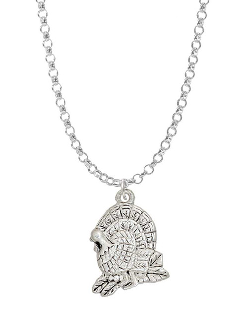 Medium Silver Tone Turkey Charm Necklace