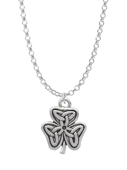 Shamrock with Celtic Knot Charm Necklace