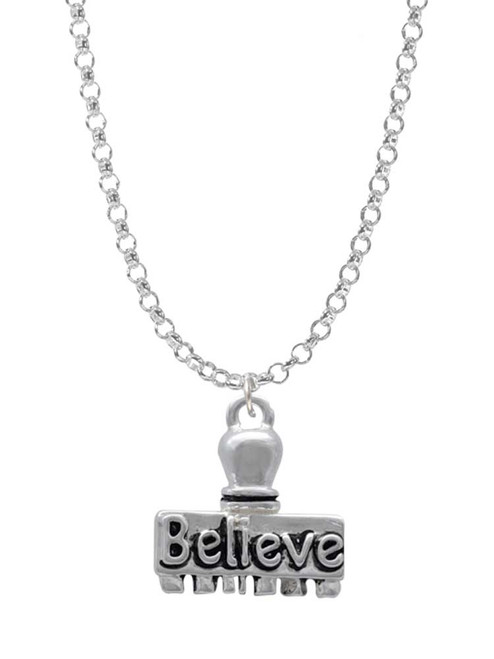 3-D ''Believe'' Stamp Charm Necklace