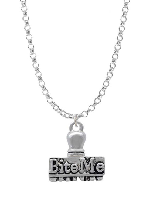 3-D ''Bite Me'' Stamp Charm Necklace