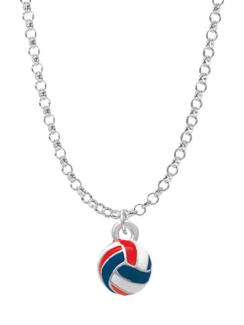 3-D Red White & Blue Volleyball Charm Necklace