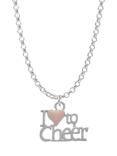 I love to Cheer with Pink Heart Charm Necklace