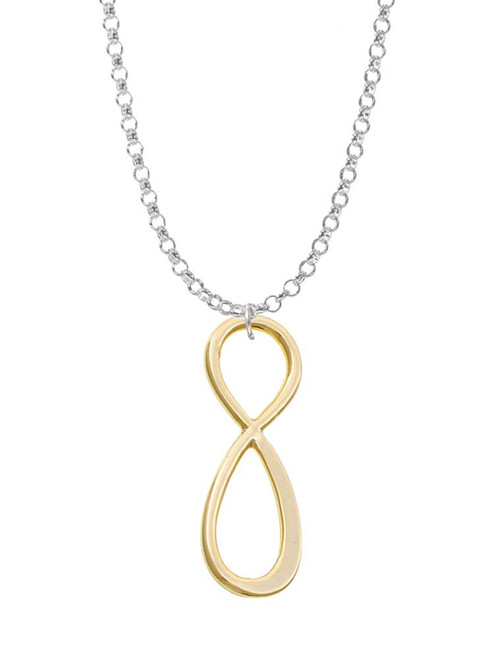 Large Elegant Gold Tone Infinity Sign Charm Necklace