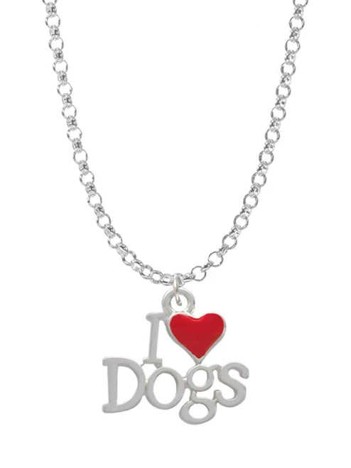 I love Dogs with Red Heart Charm Necklace