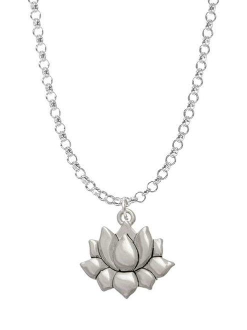 Small Lotus Flower Charm Necklace