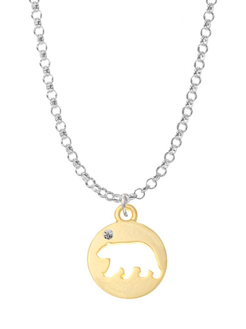 Gold Tone Bear Silhouette Charm Necklace