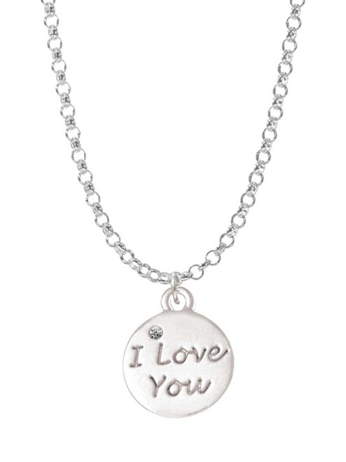 I Love You Disc Charm Necklace