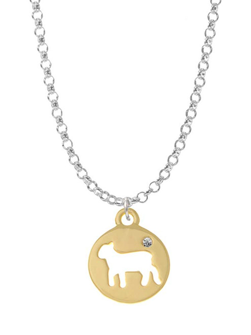 Gold Tone Lamb Silhouette Charm Necklace